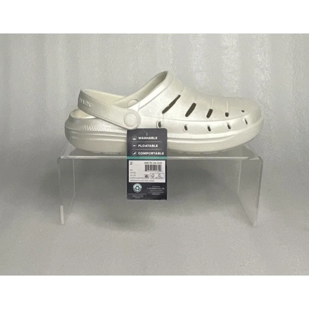 Rugged Shark Eva White Pearl Clogs Slip on Sandals Girls Size 2 NEW